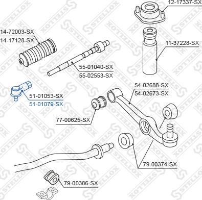 Stellox 51-01079-SX - наконечник рулевой правый!\ Daihatsu Cuore 85-98/Move 96> autosila-amz.com