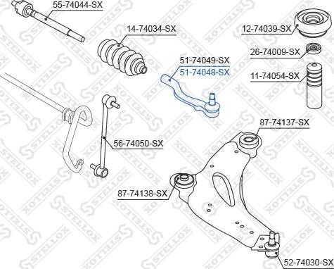 Stellox 51-74048-SX - Наконечник рулевой тяги, шарнир autosila-amz.com