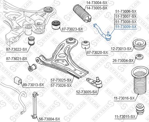 Stellox 51-73009-SX - Наконечник рулевой тяги, шарнир autosila-amz.com