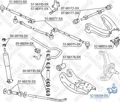 Stellox 52-98054-SX - Шаровая опора, несущий / направляющий шарнир autosila-amz.com