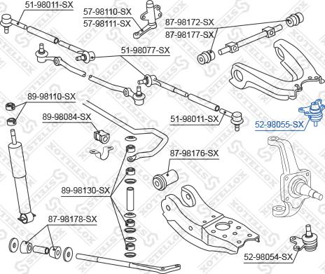 Stellox 52-98055-SX - Шаровая опора, несущий / направляющий шарнир autosila-amz.com