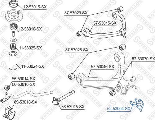 Stellox 52-53004-SX - Шаровая опора, несущий / направляющий шарнир autosila-amz.com