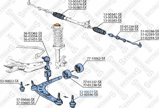 Stellox 52-00021-SX - Шаровая опора, несущий / направляющий шарнир autosila-amz.com