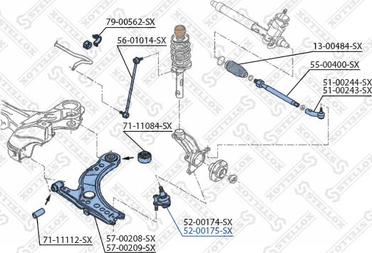 Stellox 52-00175-SX - Шаровая опора, несущий / направляющий шарнир autosila-amz.com