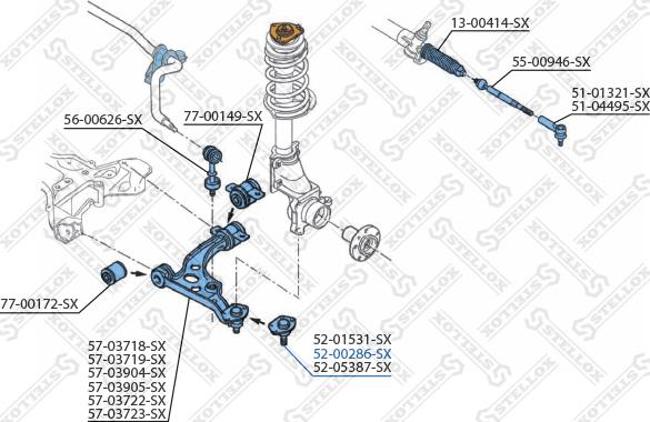 Stellox 52-00286-SX - Шаровая опора, несущий / направляющий шарнир autosila-amz.com