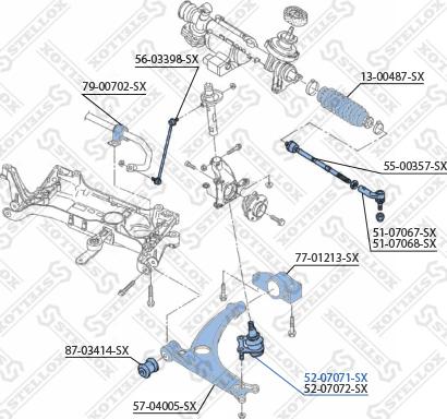 Stellox 52-07071-SX - Шаровая опора, несущий / направляющий шарнир autosila-amz.com