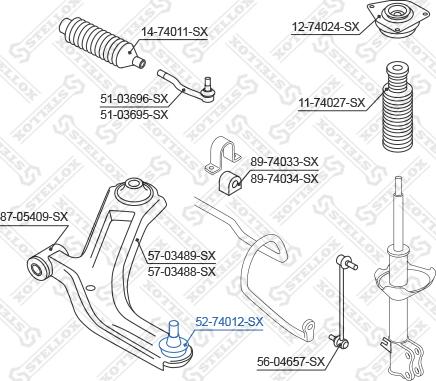 Stellox 52-74012-SX - Шаровая опора, несущий / направляющий шарнир autosila-amz.com