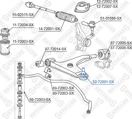 Stellox 52-72001-SX - Шаровая опора, несущий / направляющий шарнир autosila-amz.com