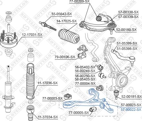 Stellox 57-00022-SX - Рычаг подвески колеса autosila-amz.com