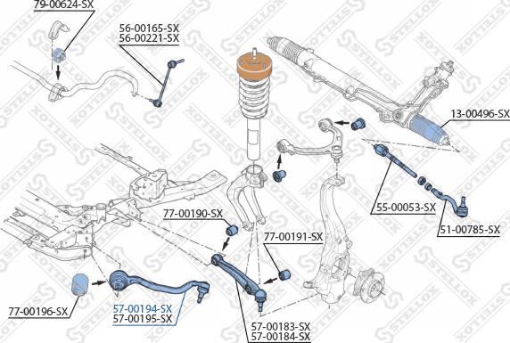 Stellox 57-00194-SX - Рычаг подвески колеса autosila-amz.com