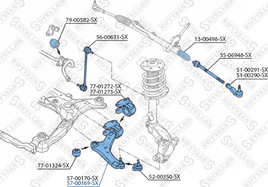 Stellox 57-00169-SX - рычаг нижний правый!\ Ford Galaxy all 06>/Mondeo all 07> autosila-amz.com