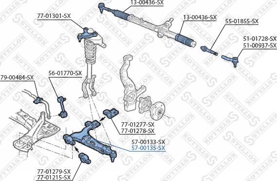 Stellox 57-00135-SX - Рычаг подвески колеса autosila-amz.com