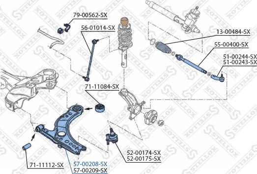 Stellox 57-00208-SX - Рычаг подвески колеса autosila-amz.com