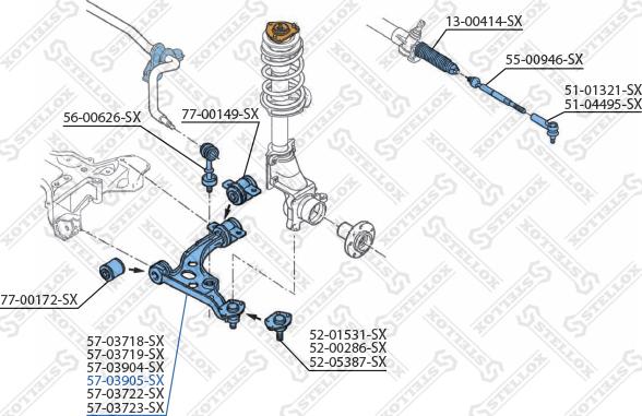 Stellox 57-03905-SX - Рычаг подвески колеса autosila-amz.com