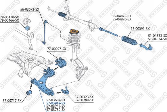 Stellox 57-03919-SX - рычаг правый!\ Ford Focus/Focus C-max 1.6-2.0/1.6TDCi-2.0TDCi 03> autosila-amz.com