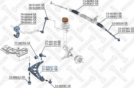 Stellox 57-03667-SX - Рычаг подвески колеса autosila-amz.com