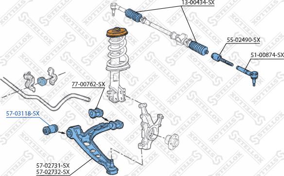 Stellox 57-03118-SX - Сайлентблок, рычаг подвески колеса autosila-amz.com