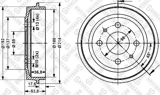 Stellox 6025-2309-SX - 6025-2309-SX барабан тормозной!\ Fiat Brava/Bravo/Tipo/Tempra 1.1-1.9TD 88-95 autosila-amz.com