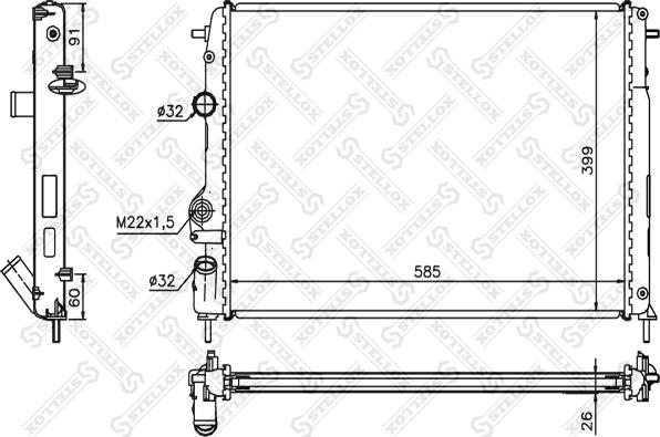 Stellox 10-25038-SX - Радиатор, охлаждение двигателя autosila-amz.com