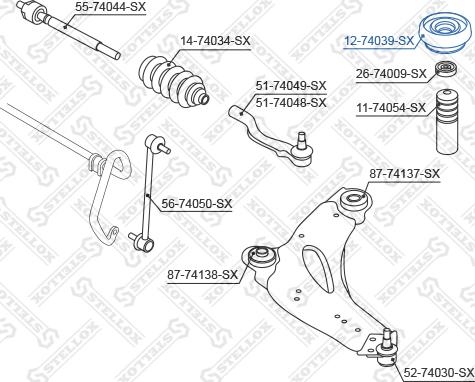 Stellox 12-74039-SX - Опора стойки амортизатора, подушка autosila-amz.com