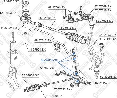 Stellox 89-37010-SX - втулка тяги стабилизатора переднего!\ Honda Accord/Prelude 90-01/Shuttle 95-01 autosila-amz.com