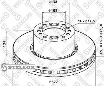 Stellox 85-00727-SX - 85-00727-SX_диск тормозной !перед. 377/106x45/134 14n\MB ATEGO autosila-amz.com