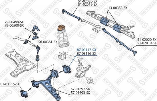 Stellox 87-03117-SX - Сайлентблок, рычаг подвески колеса autosila-amz.com