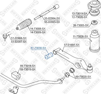 Stellox 87-73030-SX - сайлентблок рычага внутр.!\ Daewoo Matiz 98> autosila-amz.com