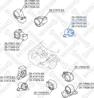 Stellox 25-17469-SX - 25-17469-SX_подушка двигателя задняя!\ Mitsubishi Carisma DA 1995-2003 autosila-amz.com