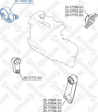 Stellox 25-17652-SX - Подушка, опора, подвеска двигателя autosila-amz.com