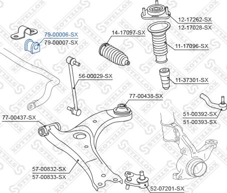 Stellox 79-00006-SX - втулка стабилизатора переднего центральная левая!\ Toyota Corolla 06> autosila-amz.com