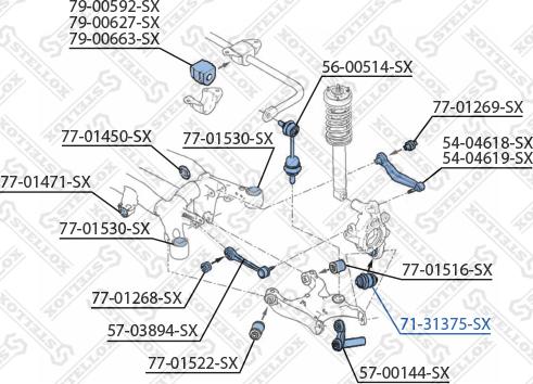 Stellox 71-31375-SX - сайлентблок рычага плав.!\ BMW Е38/E39/E65/X5/Z8 all 94> autosila-amz.com