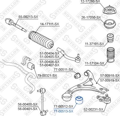 Stellox 77-00513-SX - Сайлентблок, рычаг подвески колеса autosila-amz.com