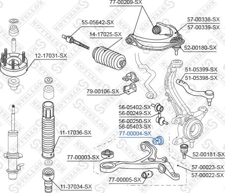 Stellox 77-00004-SX - Сайлентблок, рычаг подвески колеса autosila-amz.com