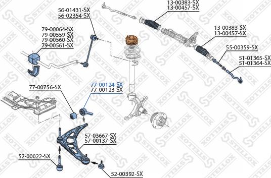 Stellox 77-00124-SX - Сайлентблок, рычаг подвески колеса autosila-amz.com