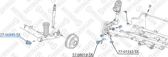 Stellox 77-00845-SX - сайлентблок зад. балки! металлическая обойма\ Dacia Logan 1.4/1.5DCI/1.6/1.6 16V 04> autosila-amz.com