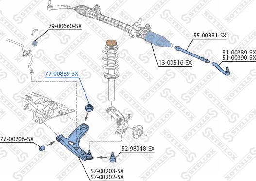 Stellox 77-00839-SX - Сайлентблок, рычаг подвески колеса autosila-amz.com