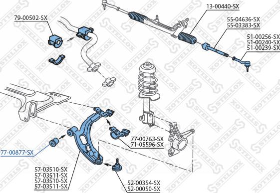 Stellox 77-00877-SX - Сайлентблок, рычаг подвески колеса autosila-amz.com