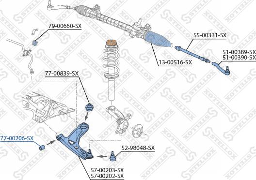 Stellox 77-00206-SX - Сайлентблок, рычаг подвески колеса autosila-amz.com