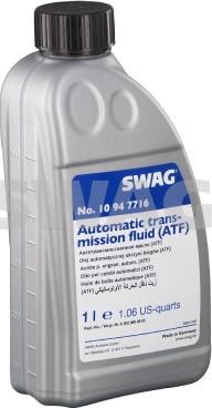 Swag 10 94 7716 - Жидкость гидравлическая 1л - для 9-ступенчатых АКПП MB (желтая), MB 236.16/236.17 (725.0XX) autosila-amz.com