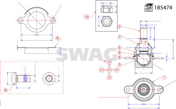 Swag 33 10 9936 - Осевой шарнир, рулевая тяга autosila-amz.com