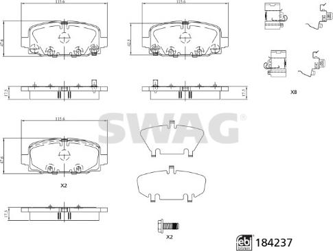 Swag 33 10 9327 - Тормозные колодки, дисковые, комплект autosila-amz.com