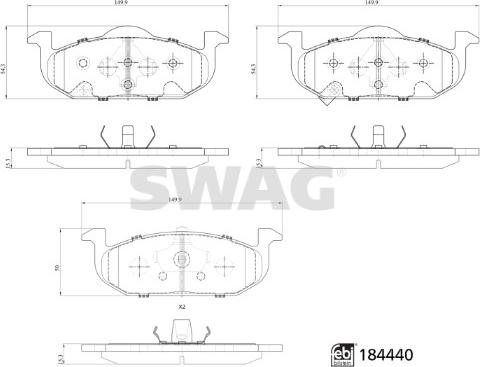 Swag 33 10 9374 - Тормозные колодки, дисковые, комплект autosila-amz.com