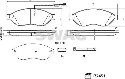 Swag 33 10 7381 - Тормозные колодки, дисковые, комплект autosila-amz.com