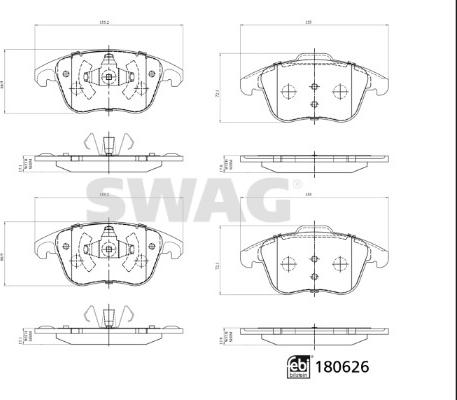 Swag 33 10 7796 - Тормозные колодки, дисковые, комплект autosila-amz.com