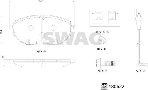 Swag 33 10 7793 - Тормозные колодки, дисковые, комплект autosila-amz.com