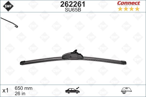 SWF 262261 - Щетка с/о SWF 262261 бескаркасная Connect Под крючок 650mm Butterfly (под заказ) autosila-amz.com