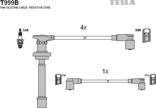 TESLA T999B - Комплект проводов зажигания autosila-amz.com