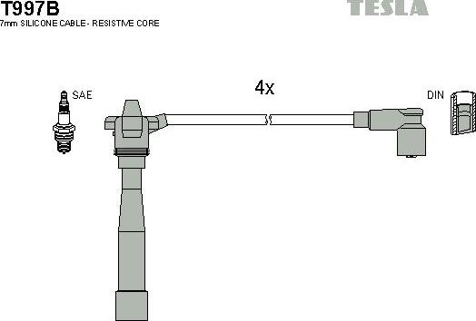 TESLA T997B - Комплект проводов зажигания autosila-amz.com