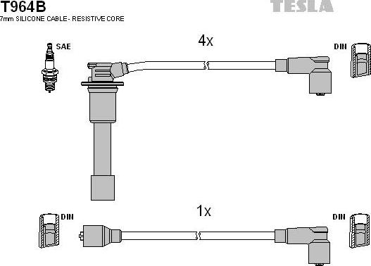 TESLA T964B - Комплект проводов зажигания autosila-amz.com